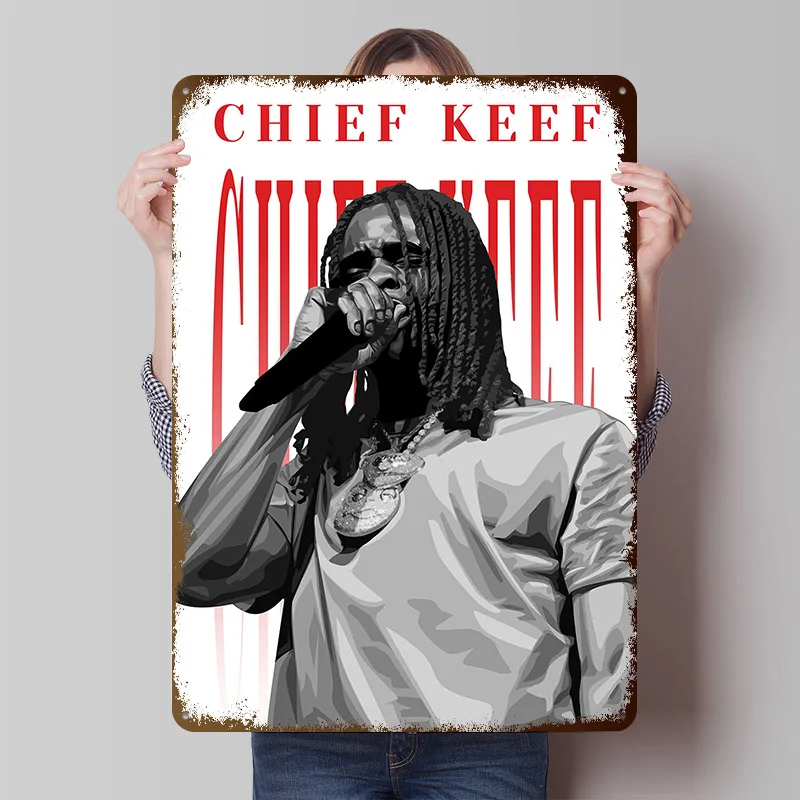 Chief Keef Poster Customized Vintage Metal Signs Wall Art Retro Tin Plaque for Bedroom Decoration Gaming Decor Room House Home