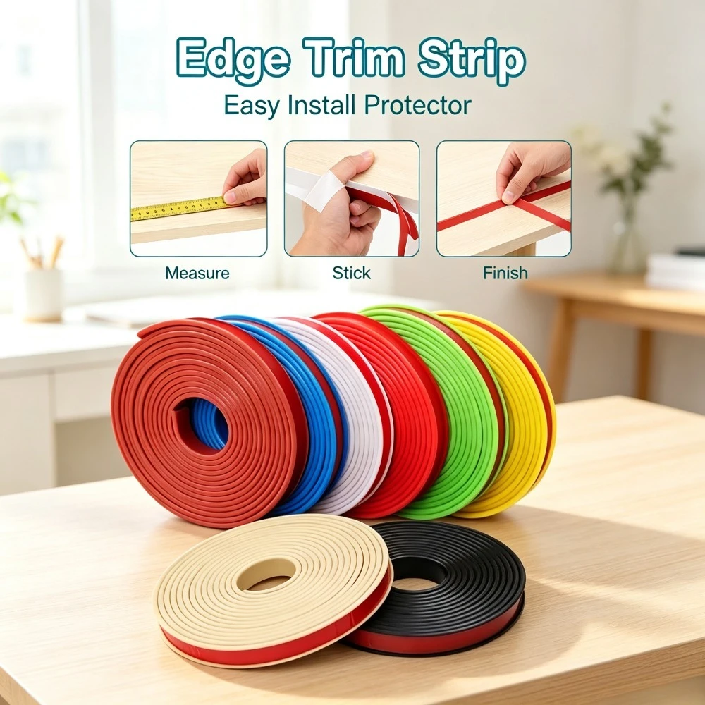5M U Shaped Wooden Cabinet Edge Strip TPE Furniture Soft Sealing Protector Self Adhesive Safety Corner Guard Tape