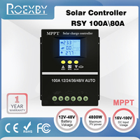 100A 80A 60A Solar Charge Controller MPPT 12V/24V/36V/48V Auto Solar PV Battery Charger with LCD Display and Dual USB Ports