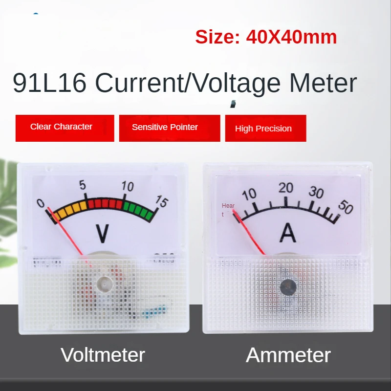 

Uniteelec 91L16/91C16 DC15V/20V/30V/50V/75V/AC150V /AC300V 5A/10A/20A/30A/50A 40X40mm Small Voltage Meter