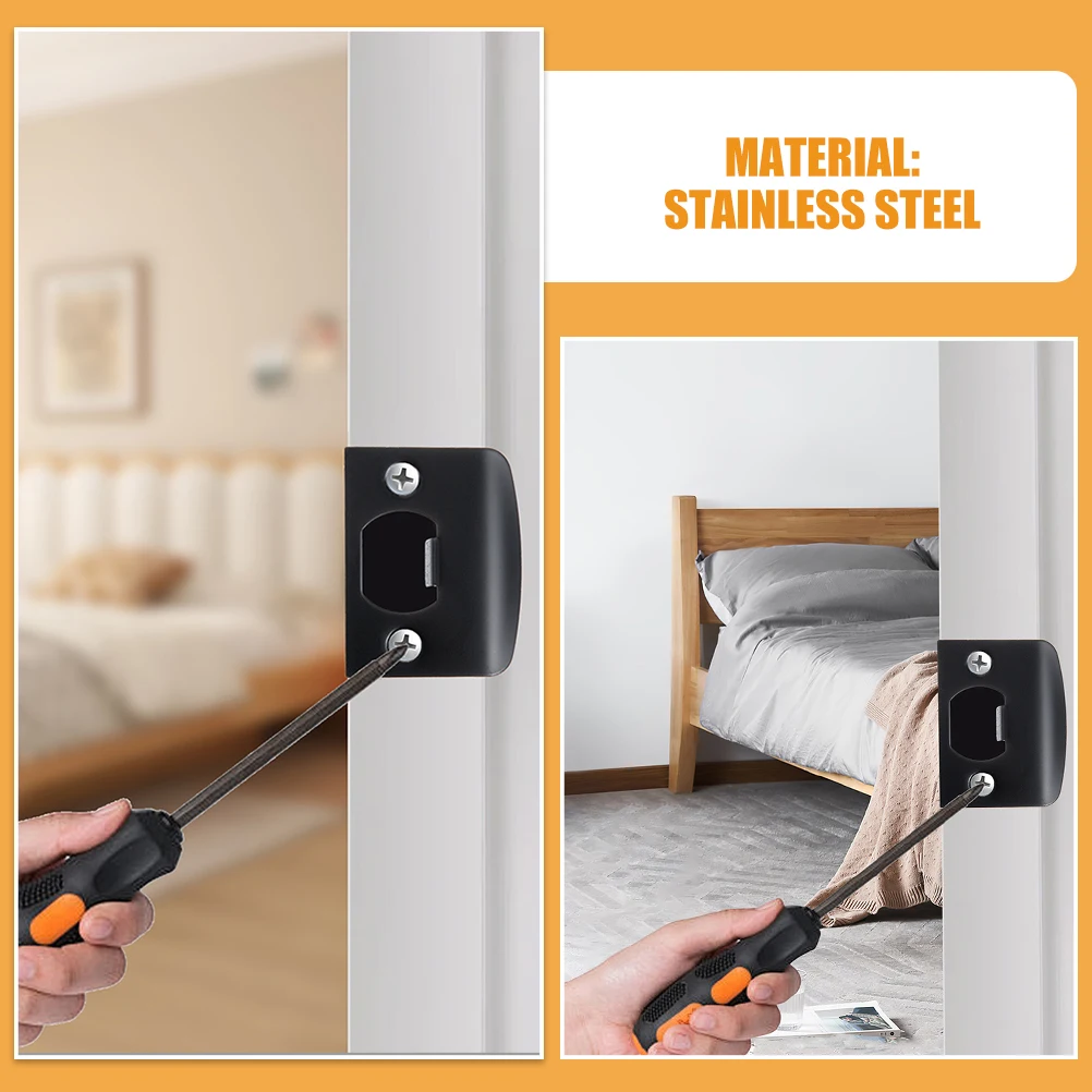 2 stücke Edelstahl Locking Zunge Nut Tür Latch Abdeckung Strike Platte Große Loch Riegel Striker Hardware Tür Knopf platte