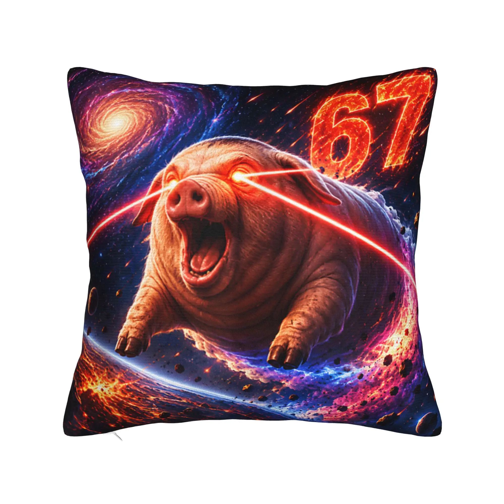 John Pork Hair Laser Eyes 67 Meme Funny Memes Brainrot Memes Pillowcases Vintage Pillow Case For Home Decor Comfy Pillow Cover