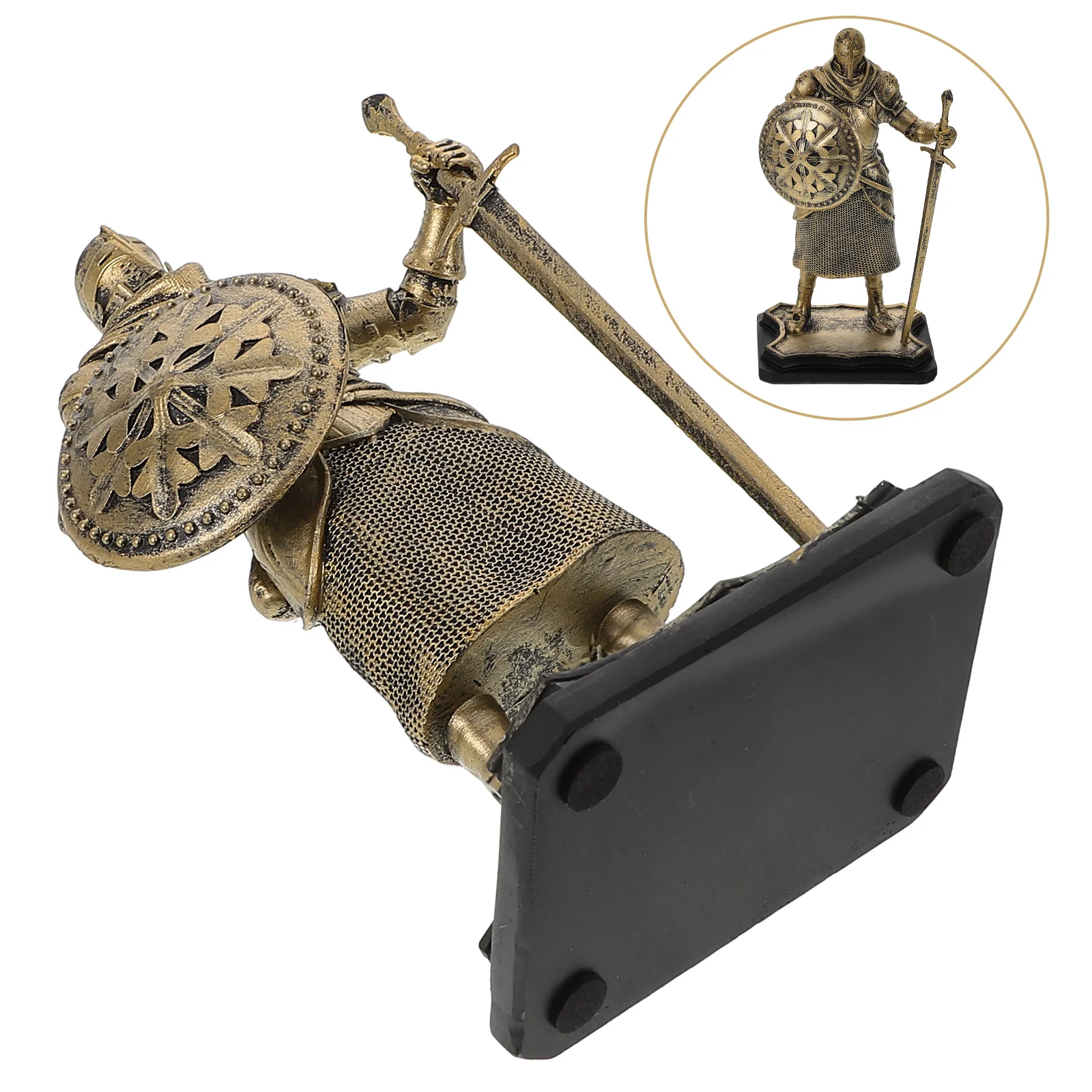 Retro Knight Ornaments Soldier Figurines Statue Decorate Figure Medieval Synthetic Resin Spartan Warrior Armor