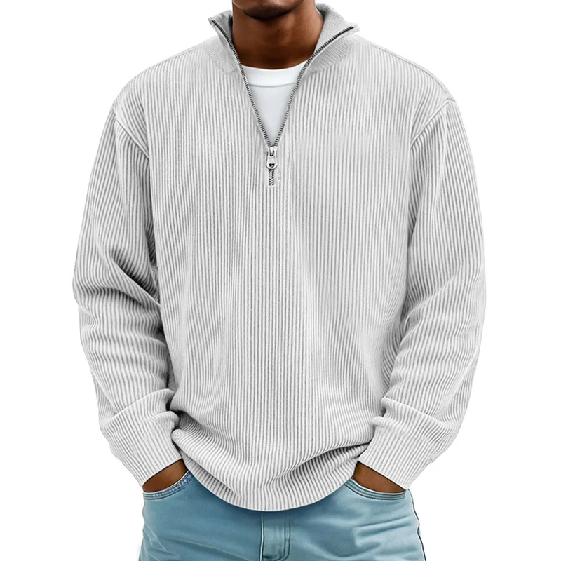 2026 Autumn Winter Half Zipper Sweatshir Men Solid Loose Casual Hoodie Stand Collar Long Sleeve Warm Sportswear Male Streetwear