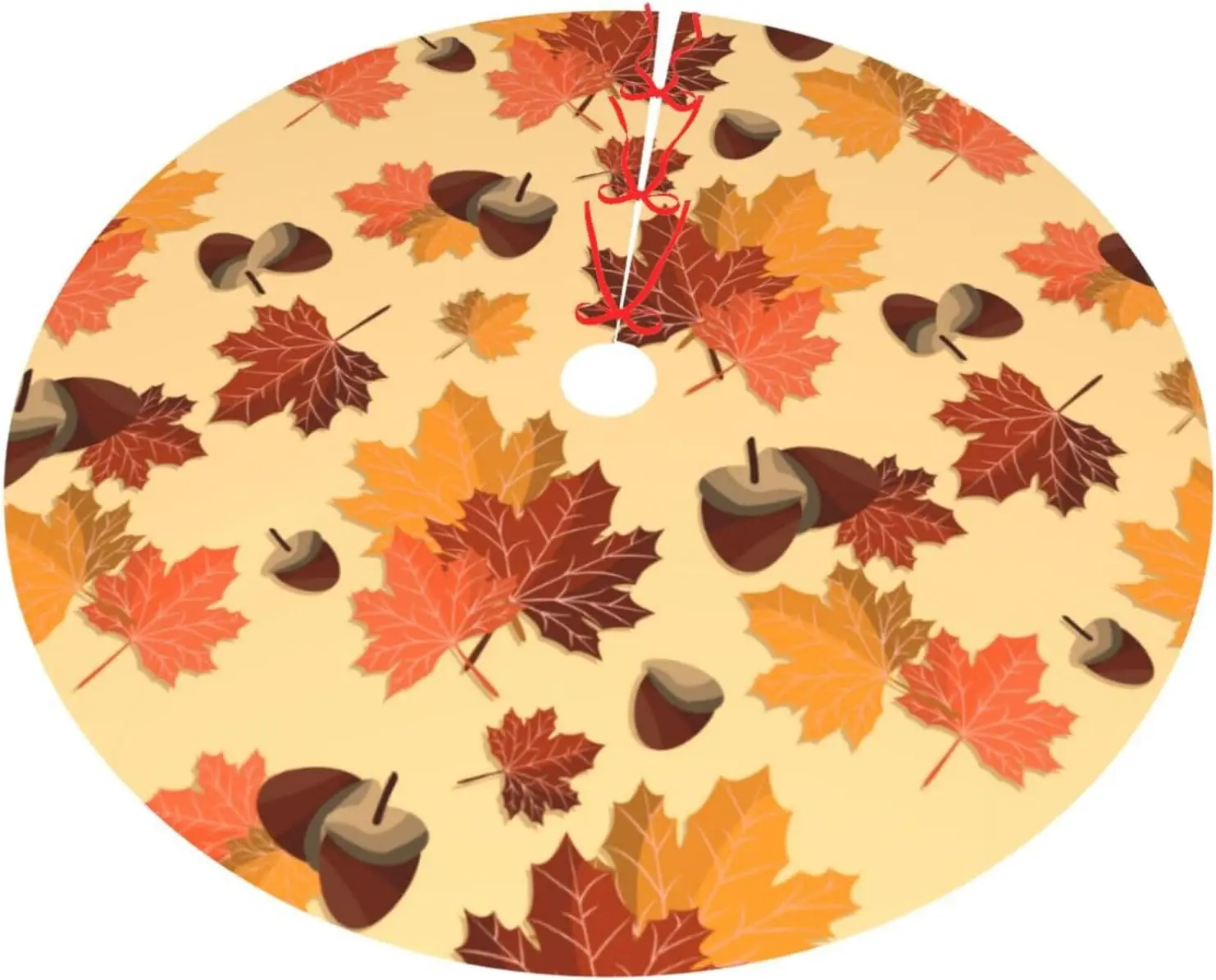 Fall Harvest Autumn Seasonal Leave Leaf Nut 36 Inch Christmas Tree Skirt Carpet Mat Funny Party Decor Supplies for Xmas Hallowee