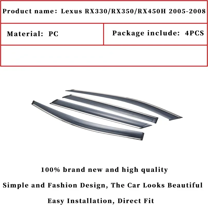 FOR Lexus RX330/RX350/RX450H window visor car rain shield deflectors awning trim cover exterior car-styling accessories