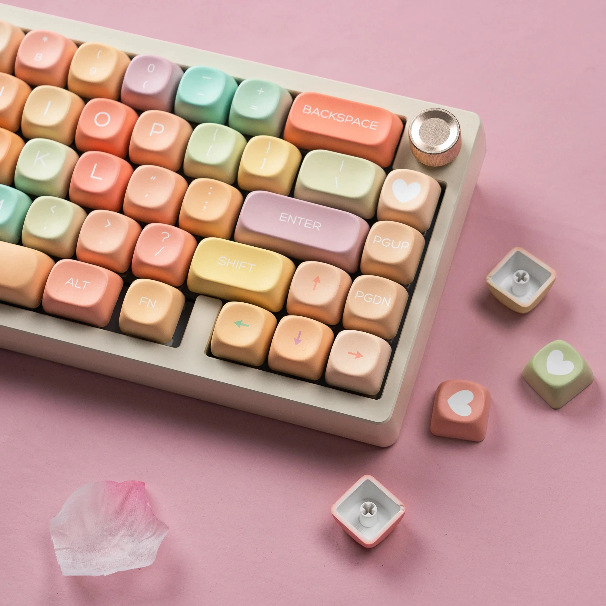 134 مفتاحًا ملونًا كاندي MOA غطاء مفاتيح للوحة المفاتيح صبغ التسامي PBT أغطية مفاتيح لمفاتيح Cherry MX لوحات مفاتيح الألعاب الميكانيكية