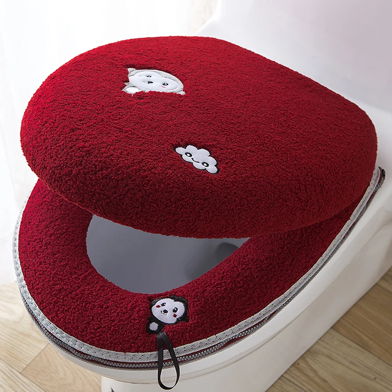 Winter Toilet Seat Cover Home Use Thickened Toilet Seat Cushion and Toilet Cover Two Piece Toilet Seat Cushion Set