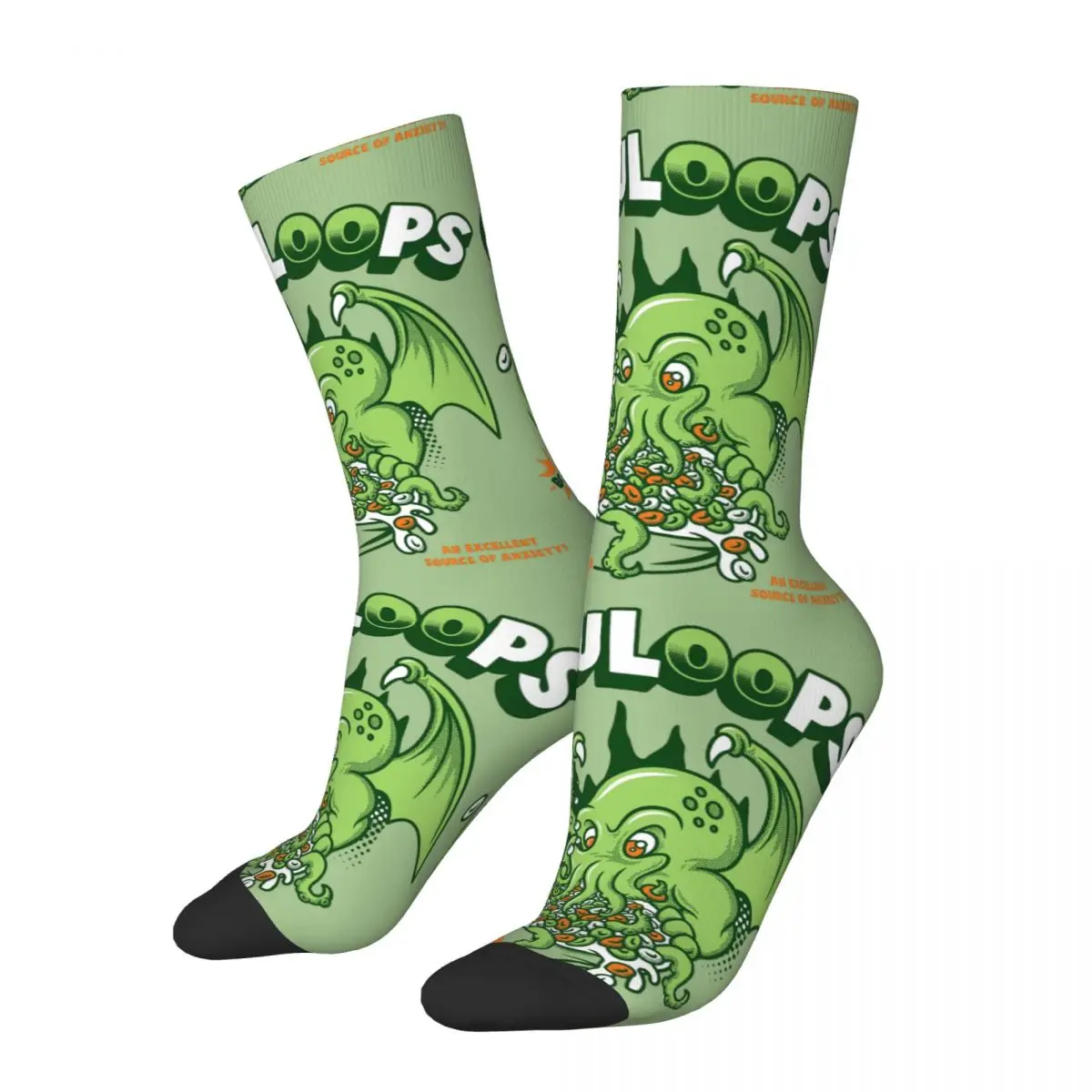 Funny Crazy Compression Sock for Men Cthuloops! All New Flavors! Hip Hop Harajuku Cthulhu Mythos Happy Printed Boys Crew Sock