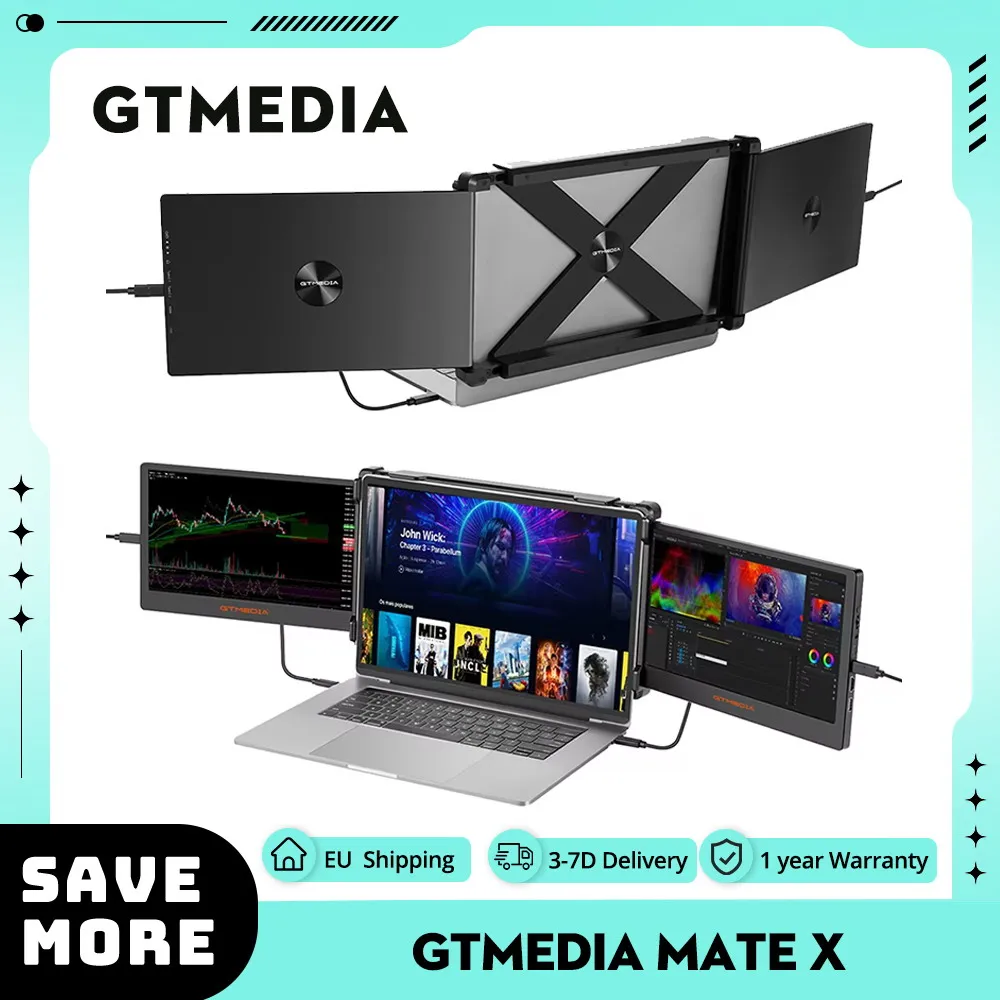 GTMEDIA MATE X Portable Dual Screen Monitor Laptop Screen Extender for 13-17.3