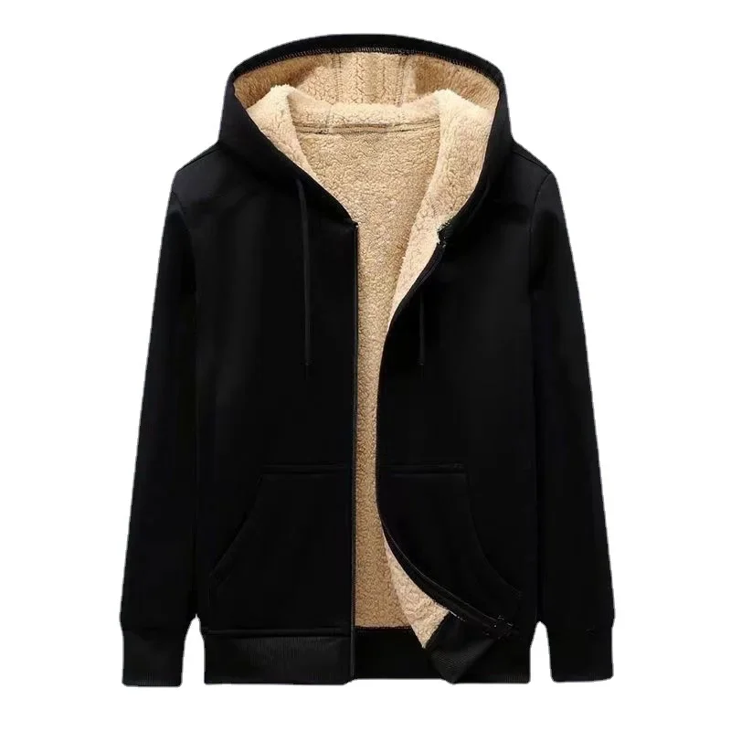 الخريف الشتاء سميكة الدافئة الرجال الصوف مبطن البلوز فضفاضة تناسب سترة غير رسمية مقنعين سترة رياضية العصرية #5