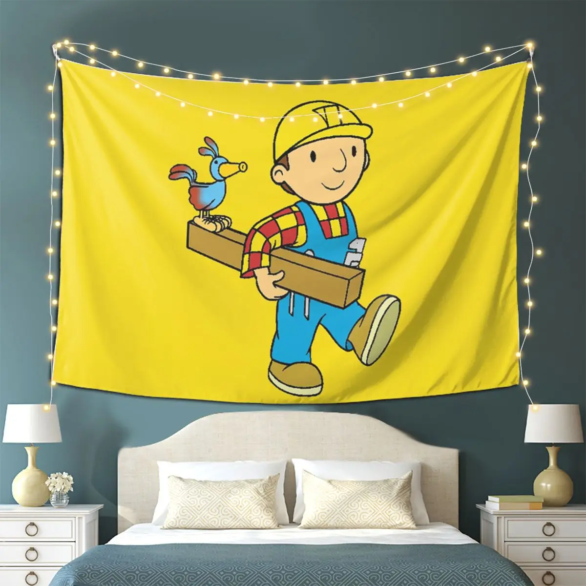 Tapiz Bob The Builder para colgar en la pared, decoración estética del hogar, tapices para dormitorio