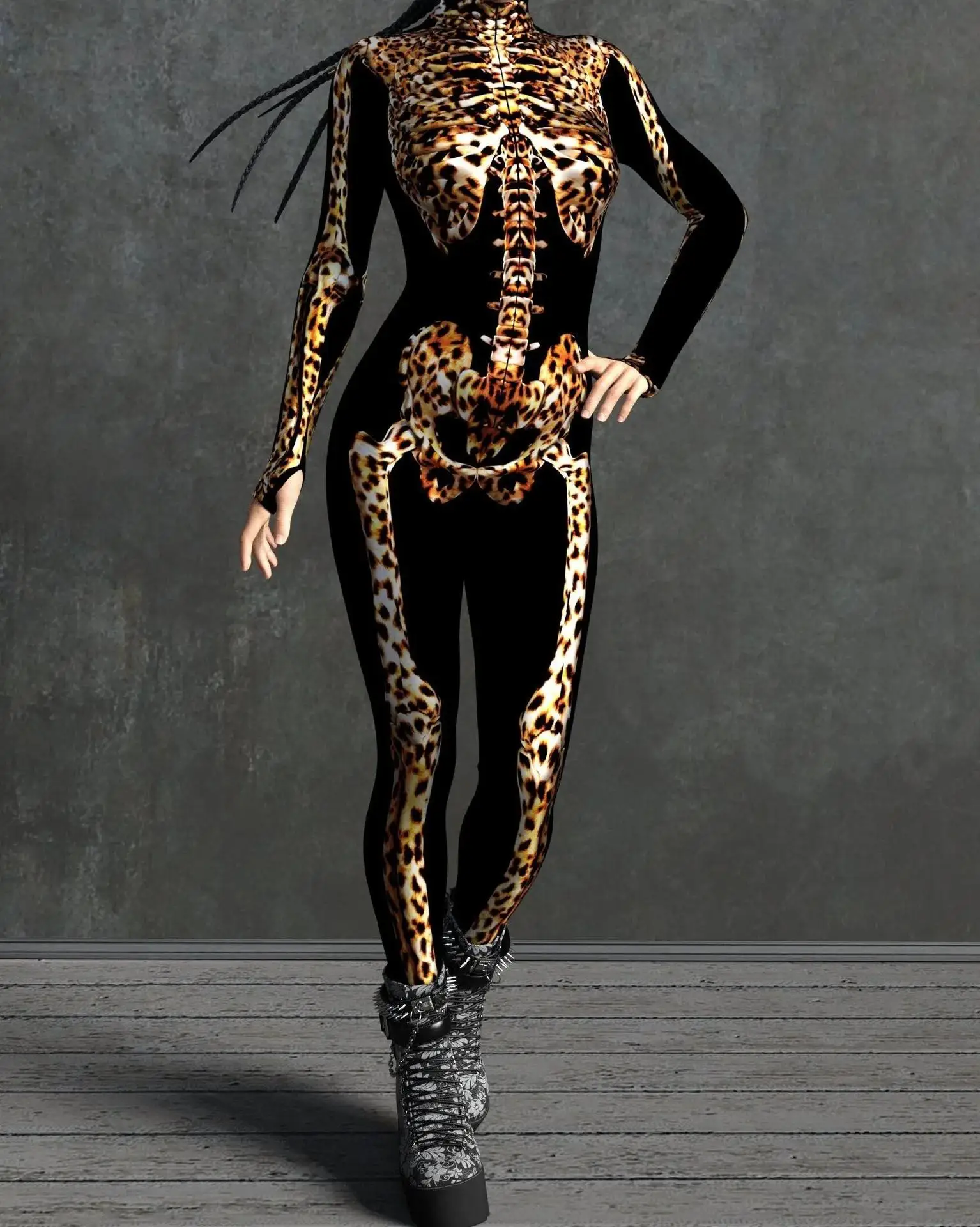 Mechanischer Rüstungs-Roboter-Bodysuit für Frauen, Skelett-Cosplay, Punk-Zentai-Jumpsuit, Kostüm für Halloween-Party, Aufführung, Maskerade – Detail 20