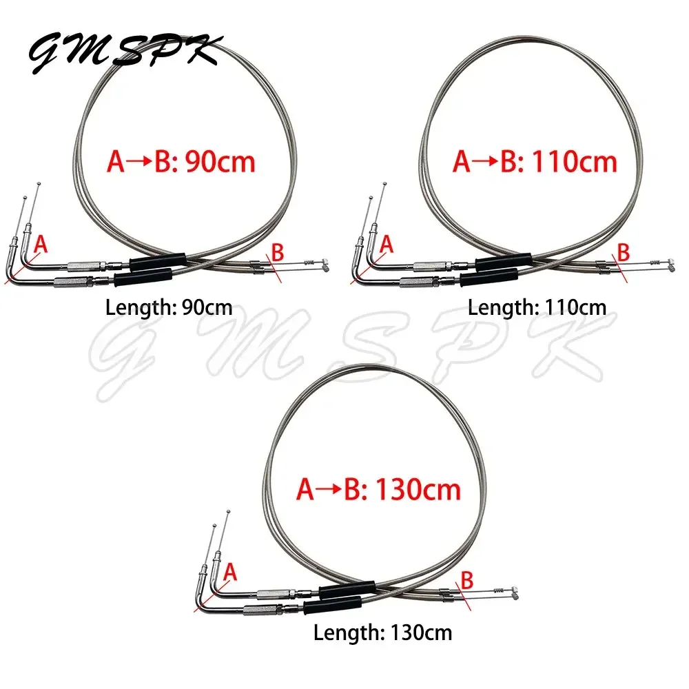 90-130cm Length Modified Lengthened Throttle Cable Fit for  Harley Sportster XL883 XL1200 XL 883 1200 Dyna Road Electra Glide