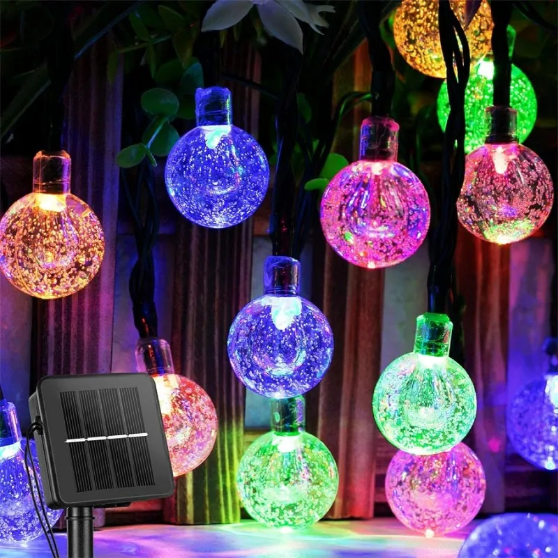 Solar-Lichterkette für den Außenbereich, 100 LEDs, Kristallkugel-Licht, wasserdicht, Solar-Lichterkette für Weihnachten, Halloween, Party, Girlande-Dekoration