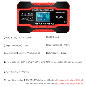 12V/24V Complete Smart Automatic Car Battery Charger Fast Charge Pulse Repair Charger 8 Main Sales Battery Charging Machine - №8