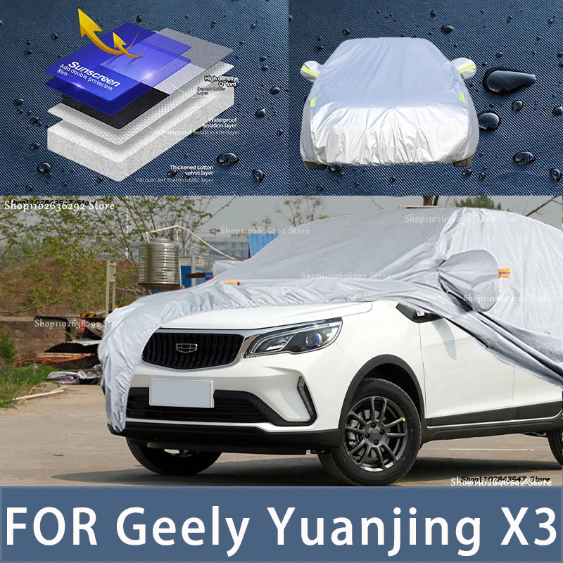 

For Geely Yuanjing X3 Outdoor Protection Full Car Covers Snow Cover Sunshade Waterproof Dustproof Exterior Car accessories