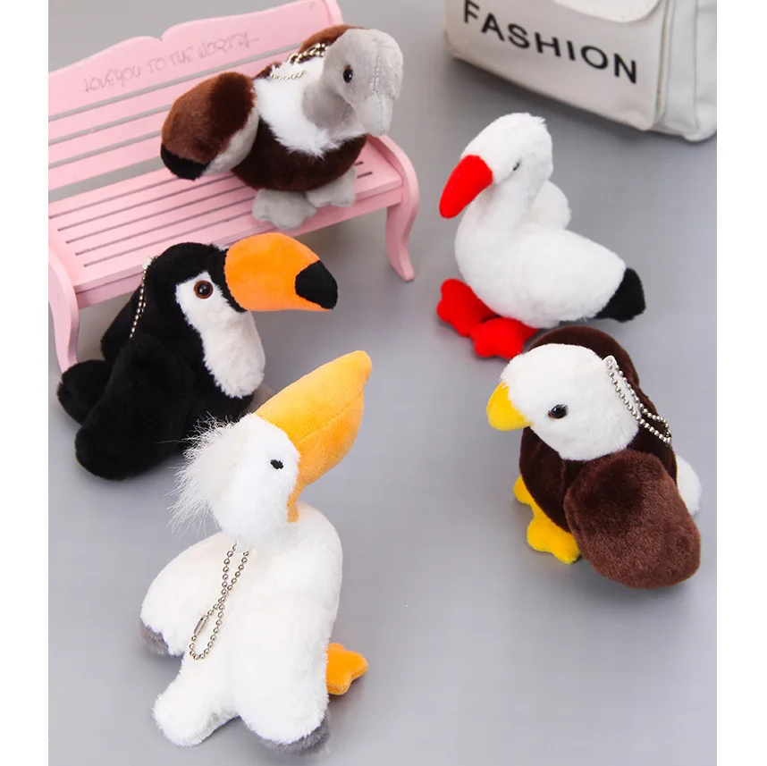 new Cute  Simulated Pelican Owl Swan Bird Doll Plush Toy Keychain Backpack Small Pendant lifelike Doll