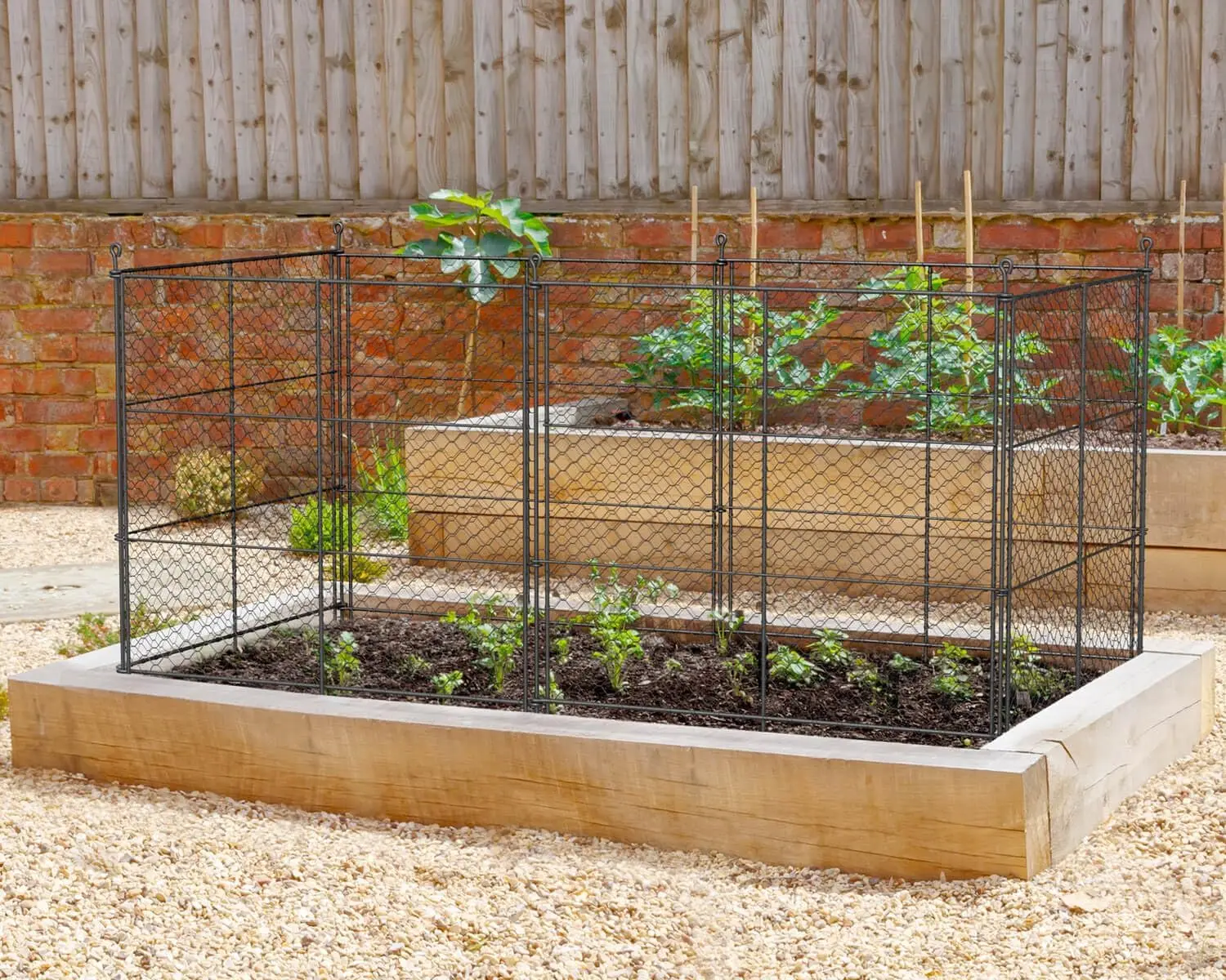 6 Panels Chicken Wire Plant Protectors, 14.26ft(L) x 24in(H) Plant Protectors from Animals, Raised Garden Bed Fencing, Garden