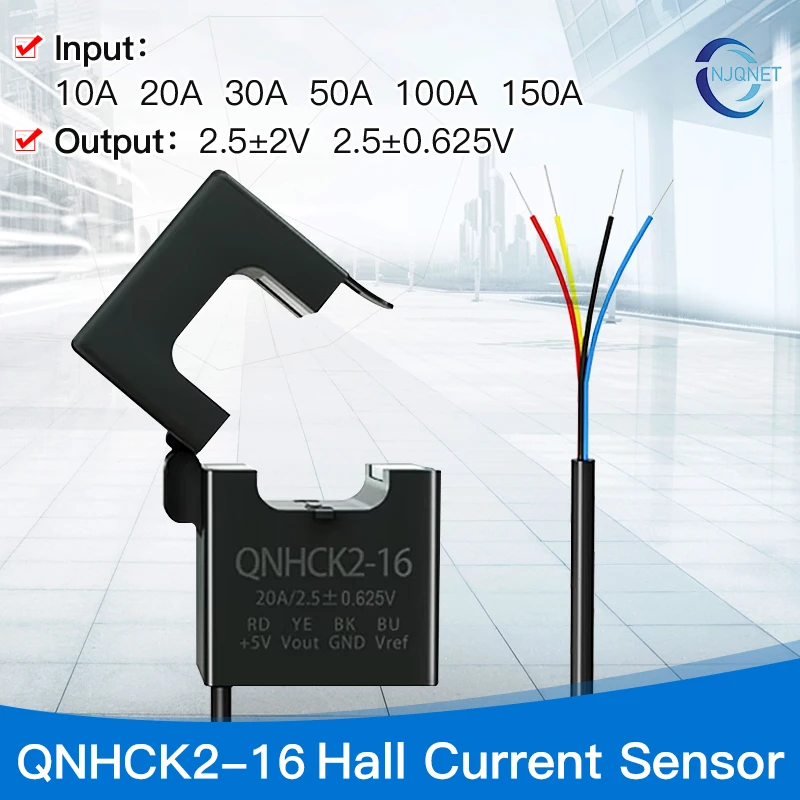 Czujnik prądu Halla 2.5V 0.625V 1.65V 10A 20A 50A QNHCK2-16 Przetwornik prądu z dzielonym rdzeniem Transformator zaciskowy CT 2.5V 2V — zdjęcie produktu 2