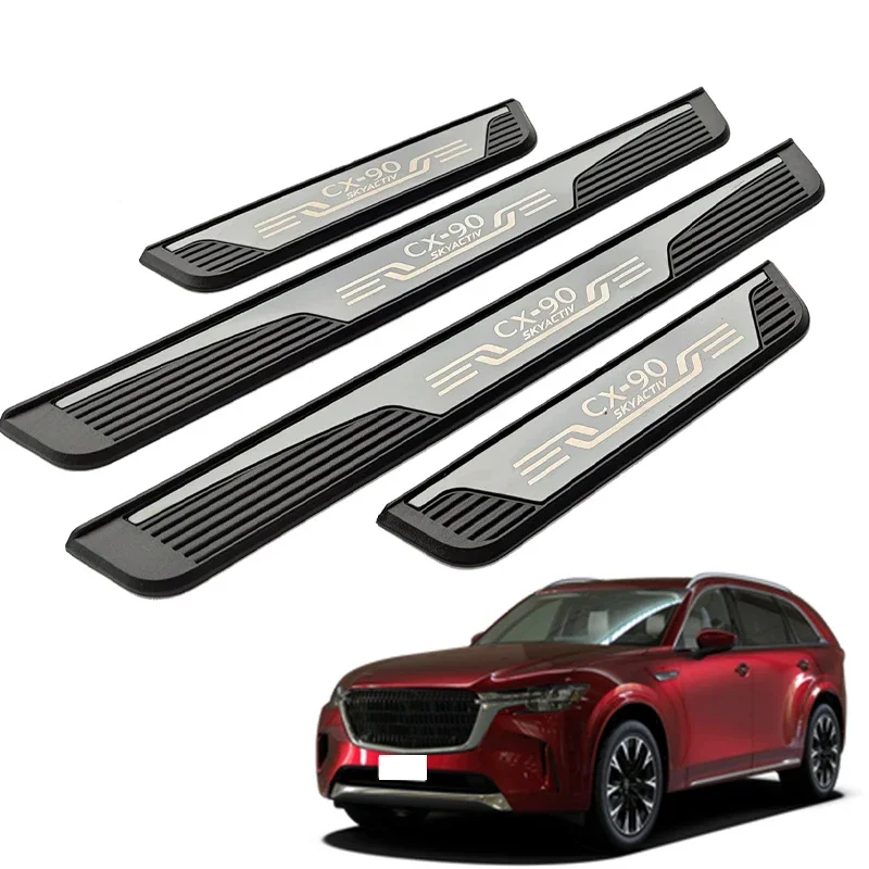 For Mazda CX90 CX-90 2023 2024 Scuff Plate Protector Auto Stickers Cover Car Door Sill Threshold Styling Trim Accessories 2022