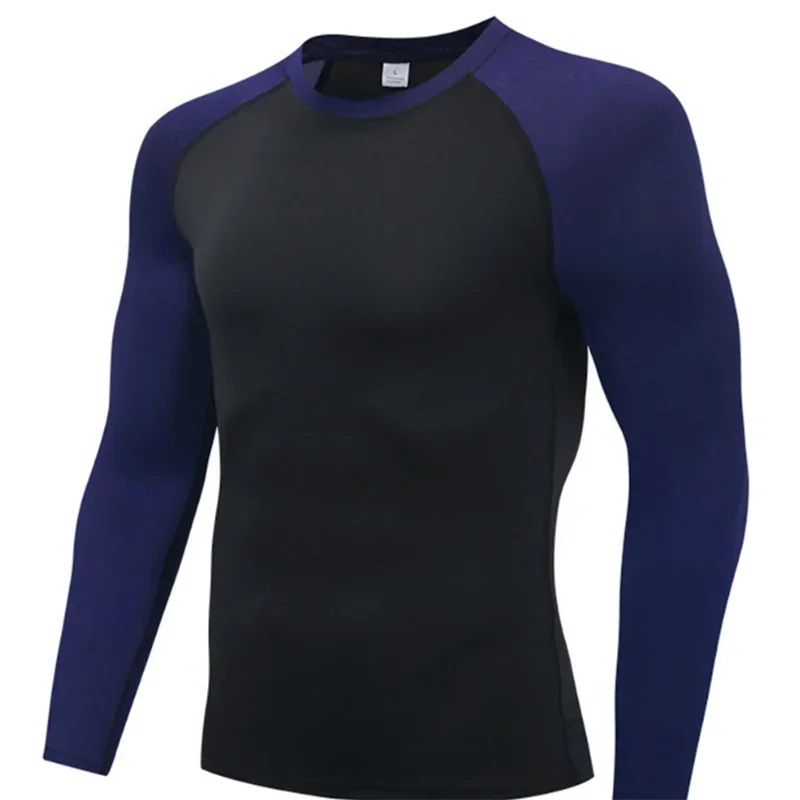 Herren Rundhals Schnelltrocknend Langarm Kompressions-Sportshirt Fitness Enganliegendes T-Shirt Laufshirt Casual Frühling Und Herbst – Detail 7