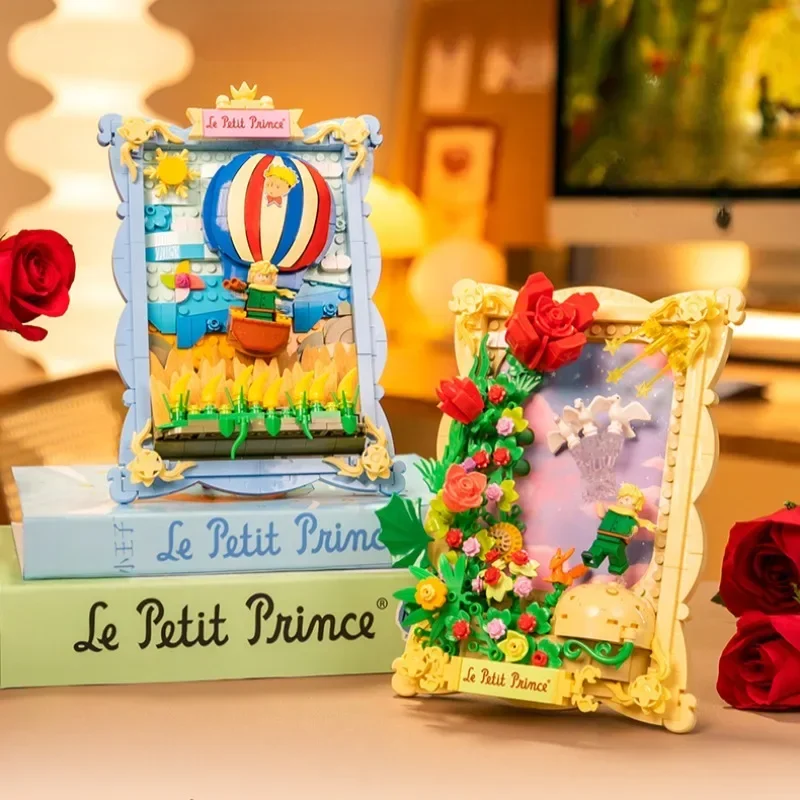 The Little Prince Co-branded Rose 3D Painting Assembly Building Blocks Cartoon Character Toy Model Ornaments Holiday Gift