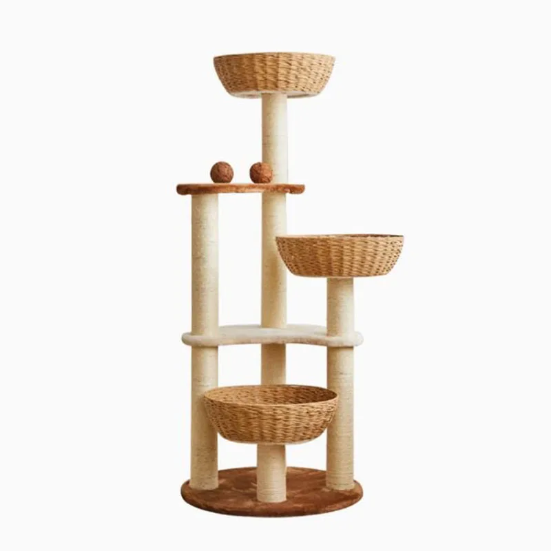 

Cat climbing frame woven cat nest tree integrated sisal multi-layer cat scratching post platform large cat climbing frame