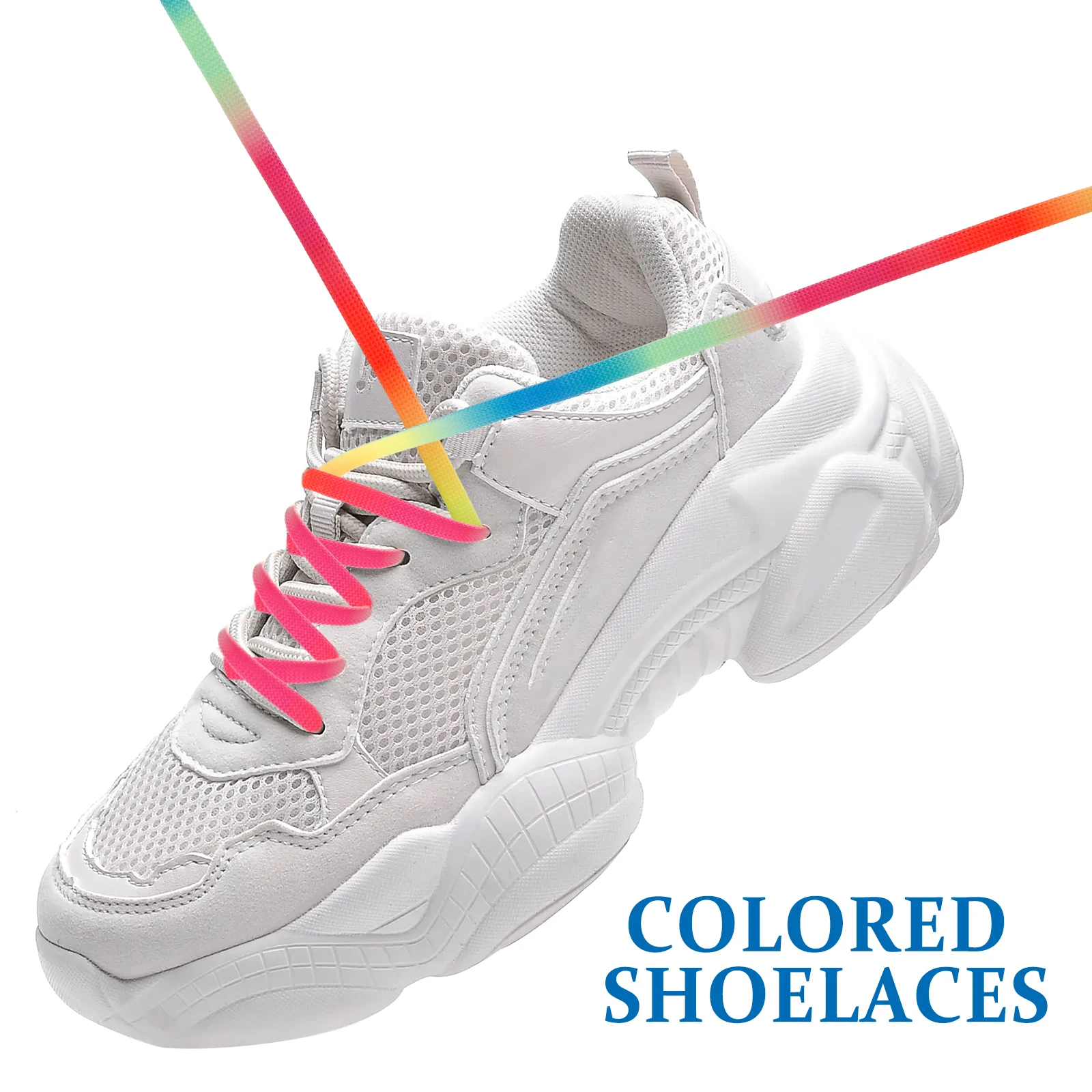 

Rainbow Gradient Laces 96 Inch Waxed Shoelaces Hockey Roller Sports Team Skates Shoe String Laces Shoe Accessories Sneaker
