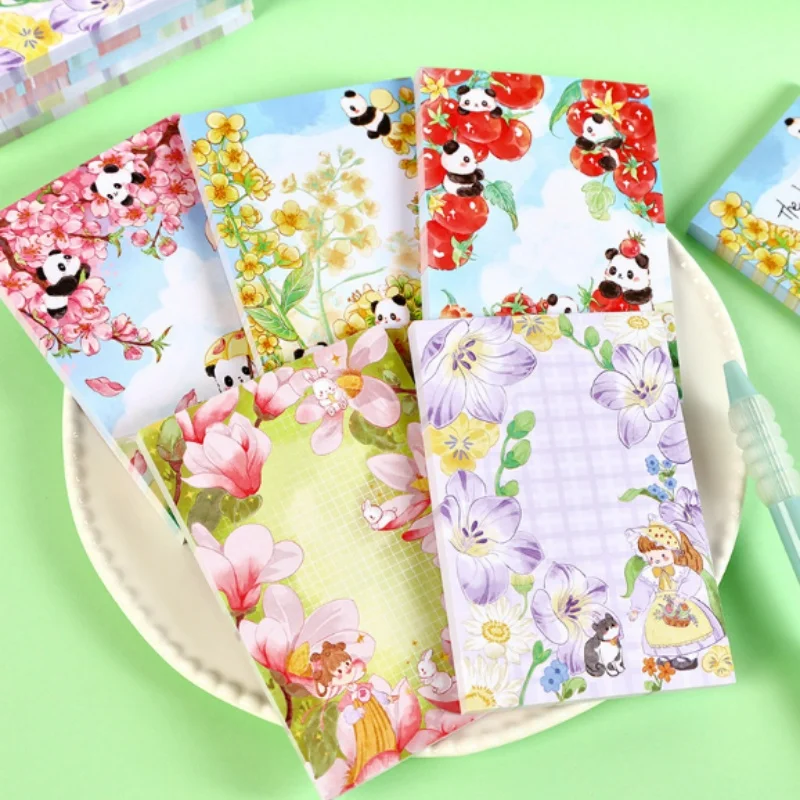 20pcs/lot Kawaii Flower Panda Cat Girl Memo Pad Sticky Notes Cute N Times Stationery Label Notepad Bookmark Post School Supplies