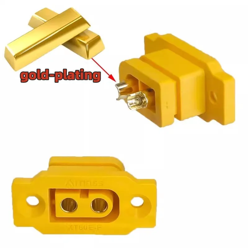5-Piece Amass XT60E-F XT60 60A DC500V Gold/Copper Plated Ni Connector Female Plug Adapter Battery Connection