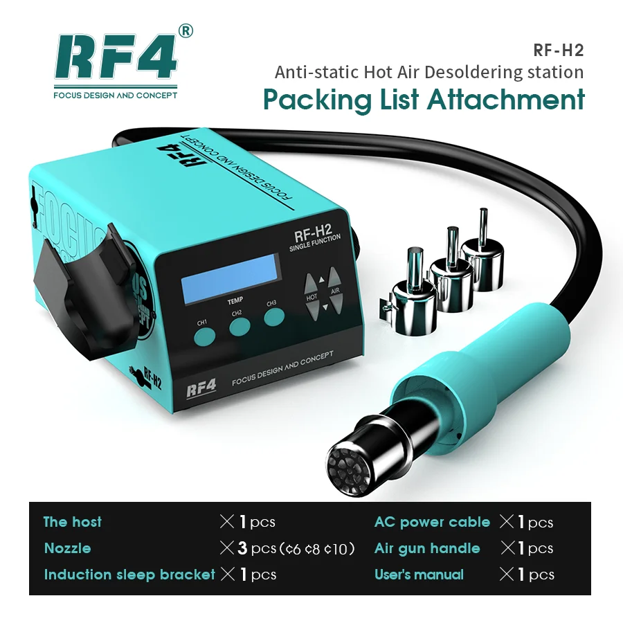 RF4 Automatic Sleep SMD RF-H2 BGA 1000W Digital Hot Air Soldering Rework Station For Phone SMT Repair Soldering Welding Tool