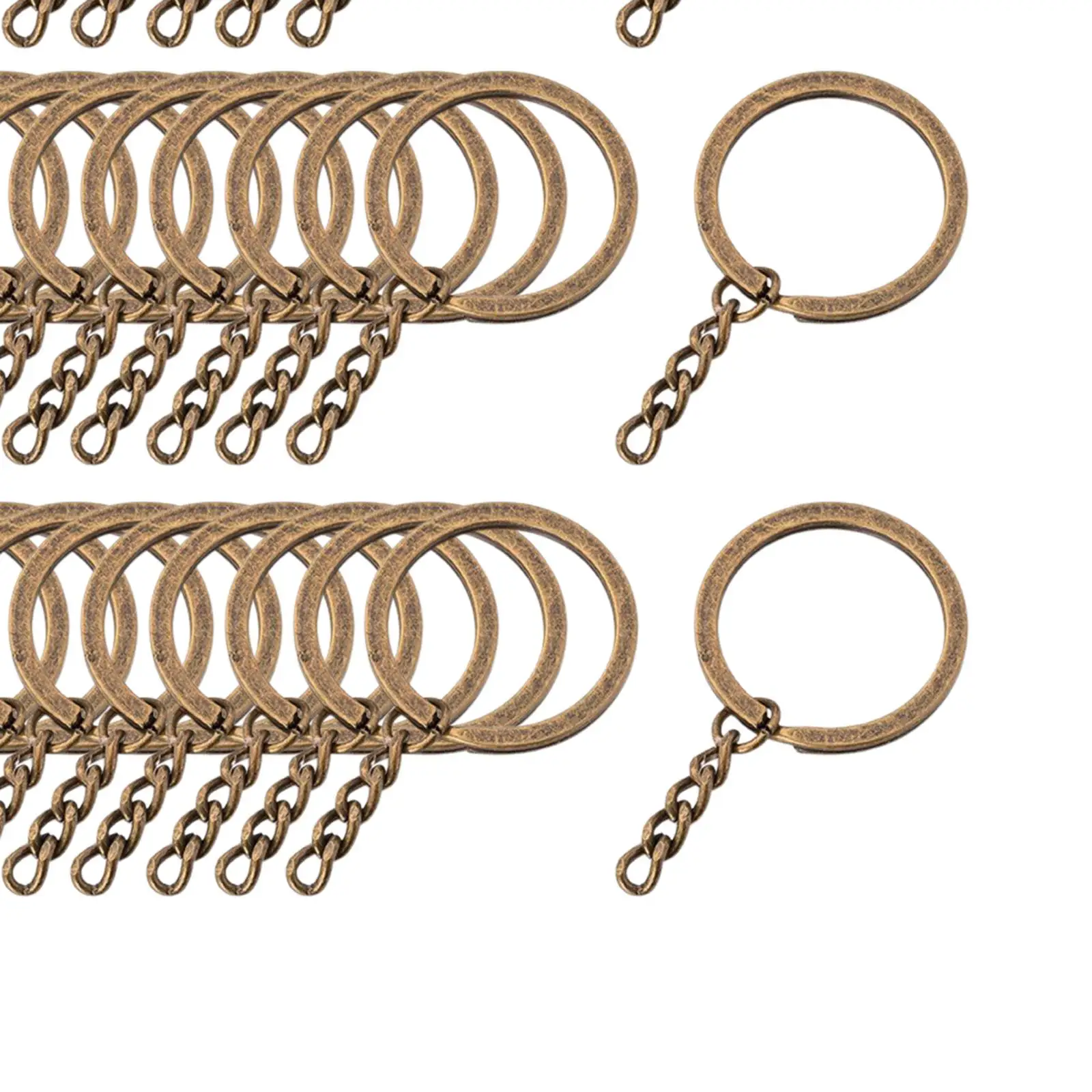 30pcs/set Keyring Key Rings Key Chains Findings Split Rings 4 Link