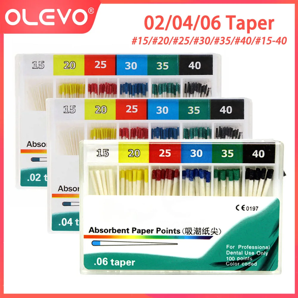 OLEVO Dental Absorbent Paper Points Endodontic Cotton Fiber Tips Root Canal Teeth Cleaning Tip 02 04 06 Taper Dentist Materials