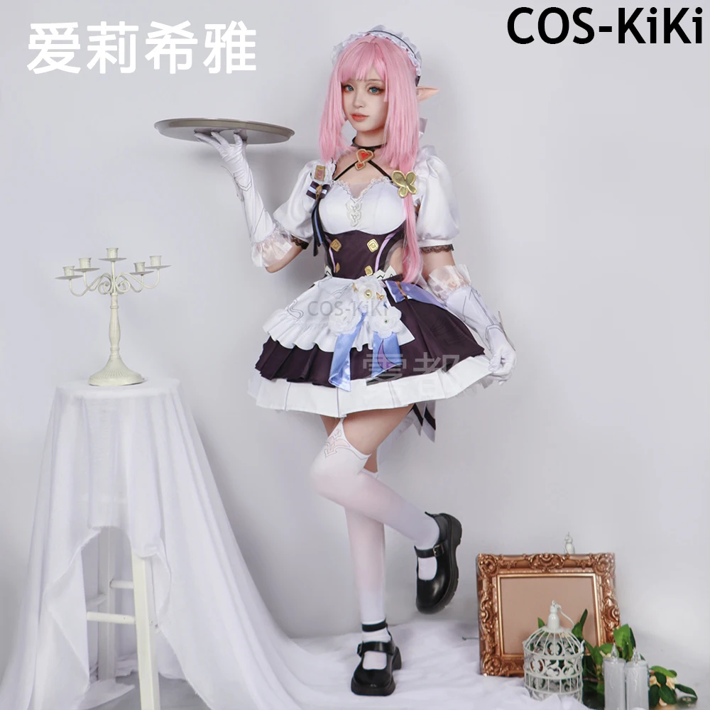 COS-KiKi Honkai Impact 3rd Elysia Miss Pink Fairy Sweetheart Maid Dress Lovely Cosplay Costume Halloween Party Role Play Outfit