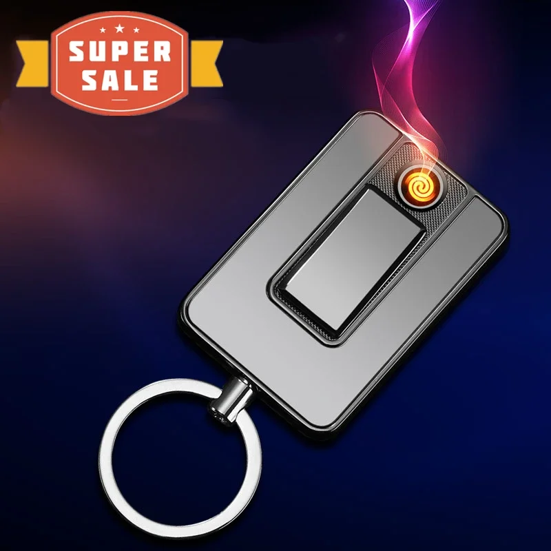 New Keychain Electric Lighter Windproof Flameless Portable Lighter Gift USB Rechargeable Lighter for Men Gadgets