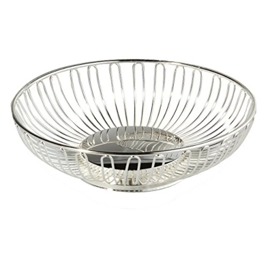 

Nontarnish Silverplated Wire Bread Basket 11" Decorative Oval Fruit Bowl for Kitchen Dining Table and Centerpieces Modern Open