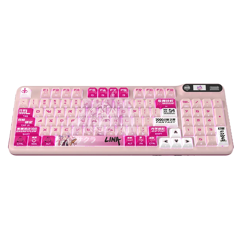 KZZI Z98IP ACGN Theme Mechanical Keyboard Wireless Tri-Mode Hotswap RGB Gasket Built-in Screen Custom Office Gaming Keyboard