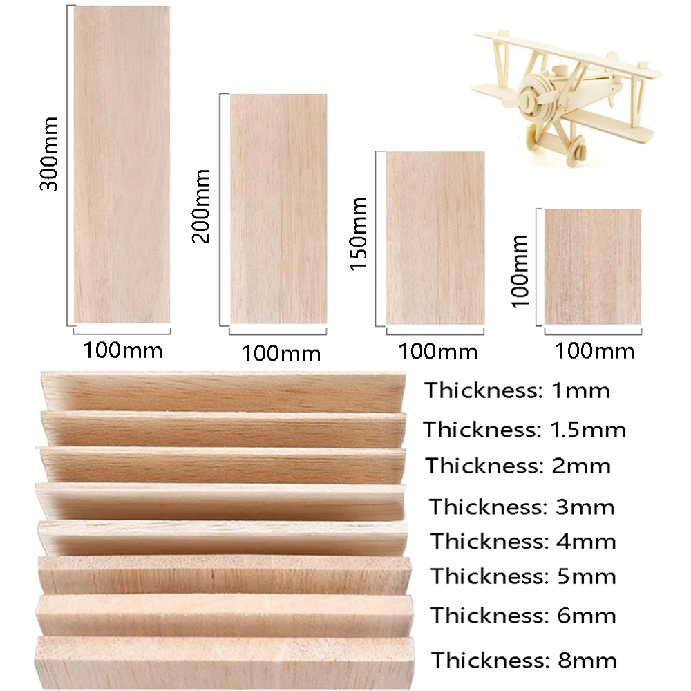 5 unids/pack 1-8mm de espesor tablón de madera ligero tablero para manualidades modelo de construcción tallado artesanía accesorios de madera