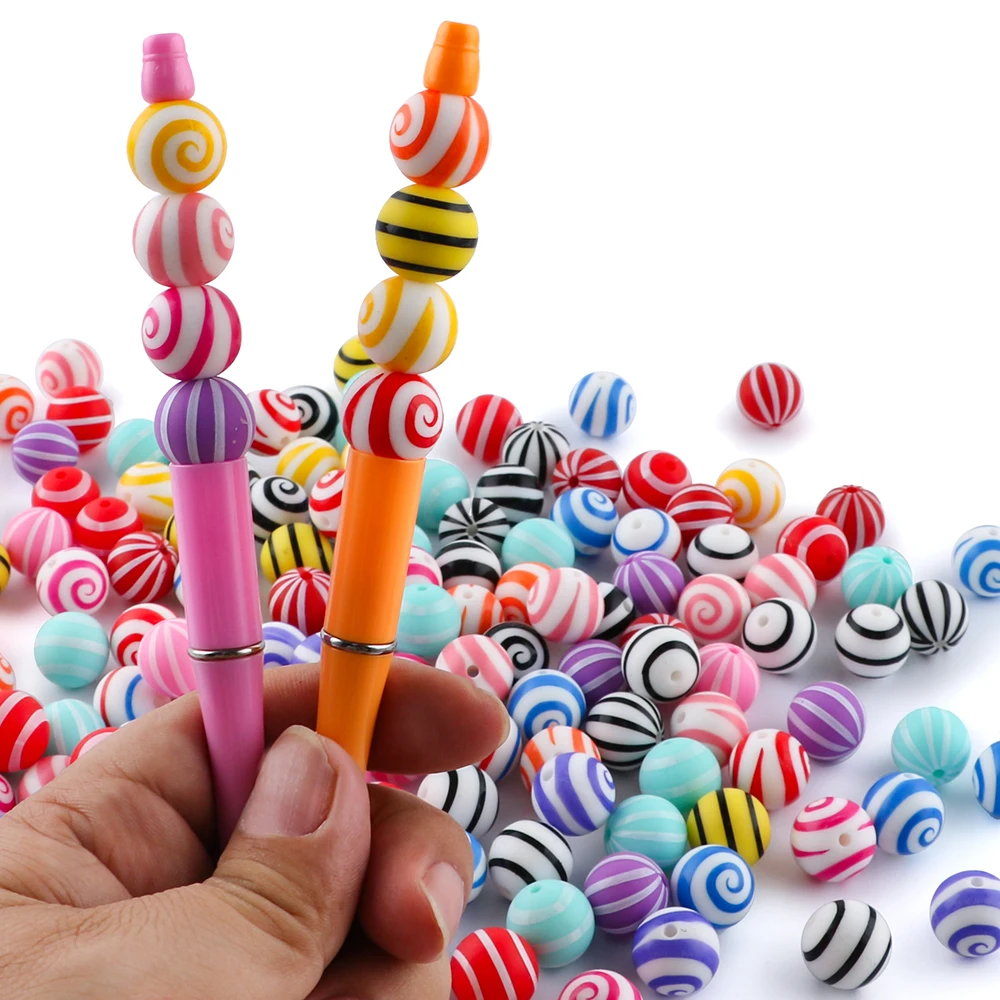 25 قطعة سيليكون 15 مللي متر لون الحلوى المطبوعة الخرز لصنع المجوهرات سوار ذاتي الصنع قلادة القرط المفاتيح الاكسسوارات اليدوية #3