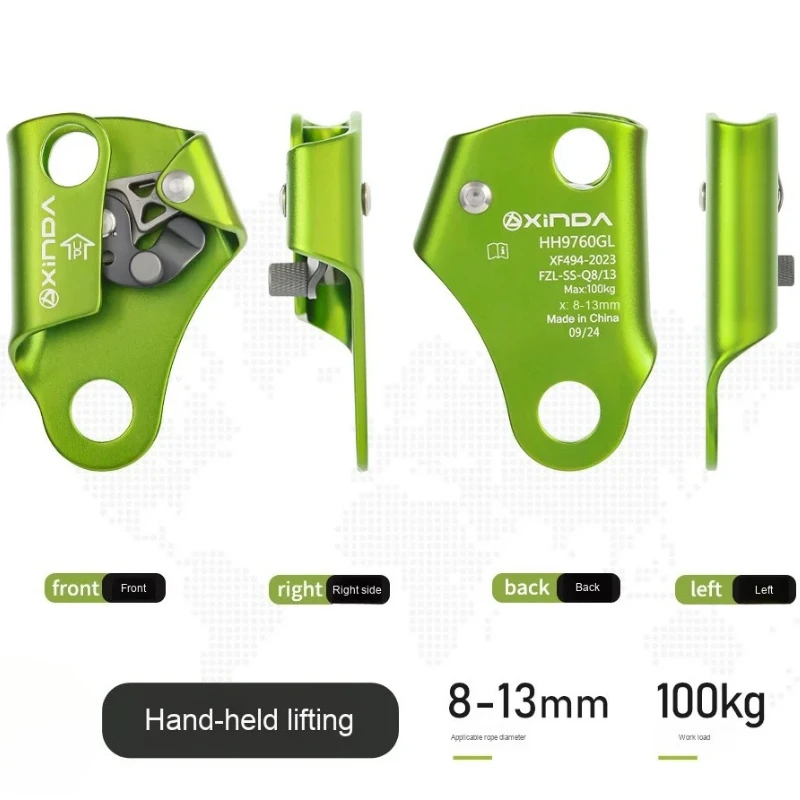 New H Series Handleless Hand-Operated Ascender for Rock Climbing Mountaineering, High-Altitude Fall Protection Equipment