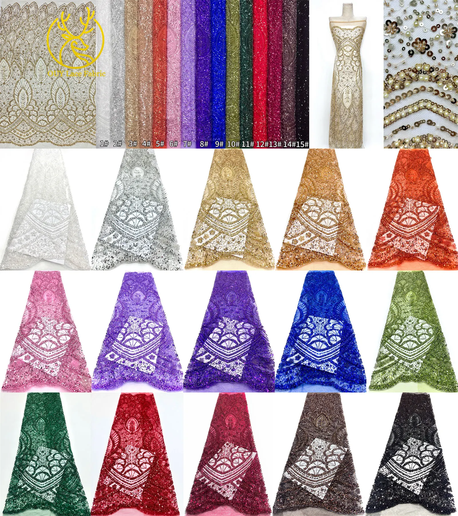Tela de encaje con cuentas de lentejuelas nigerianas Borgoña 2026, tela de encaje de lentejuelas de tul francés de alta calidad, tela para vestido de novia, 5 yardas