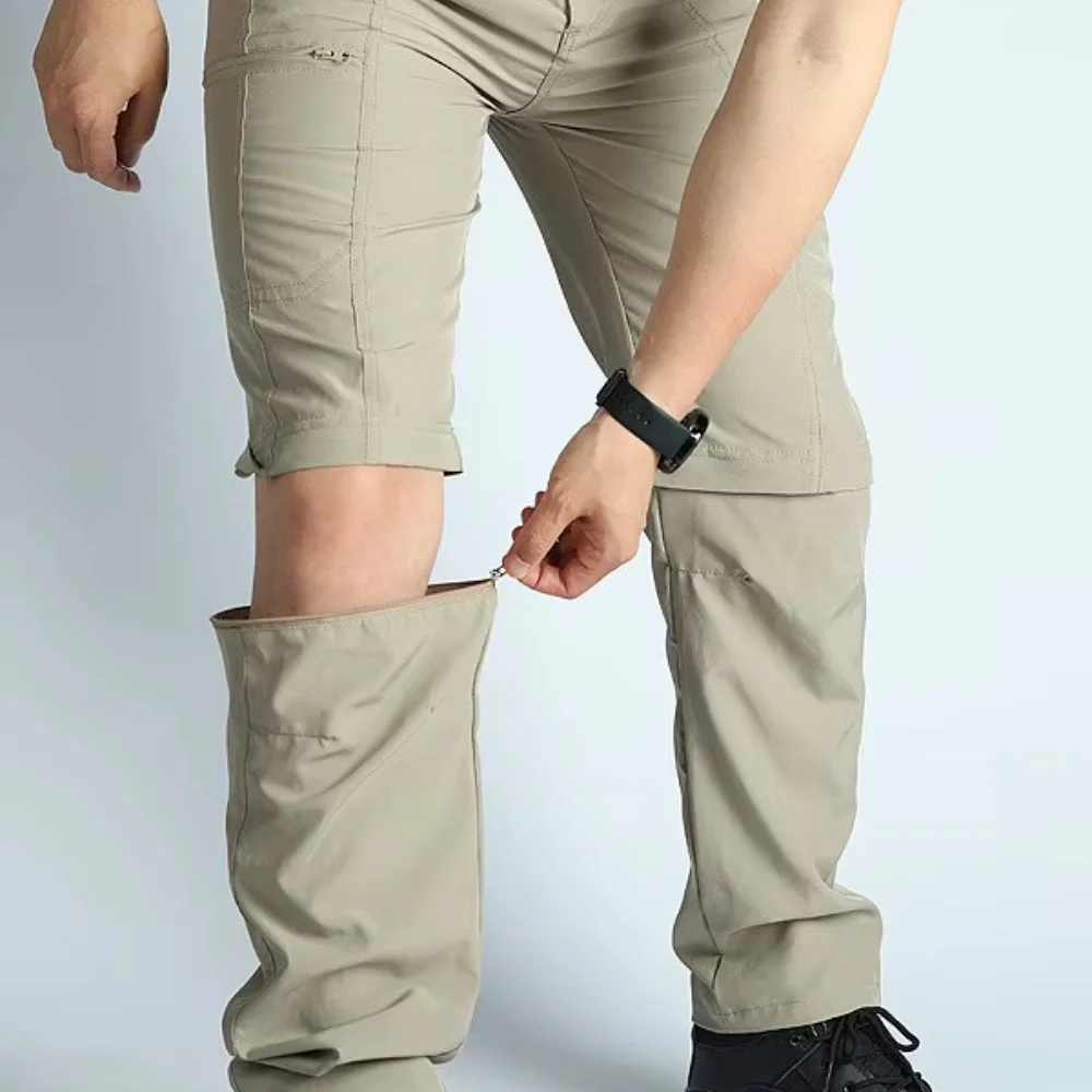 Pantalones tácticos para exteriores de fábrica, pantalones cortos largos cortos de secado rápido de doble uso para hombres con múltiples bolsillos, pantalones de trabajo para hombres