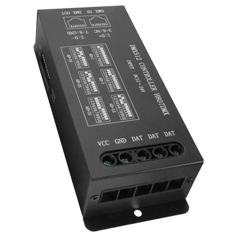 NEW HOT In Stock-DMX512 H807 RGB LED Controller DMX WS2811 WS2812B WS2813 WS2815 Pixels Led Strip Controller DMX Stage Light 102