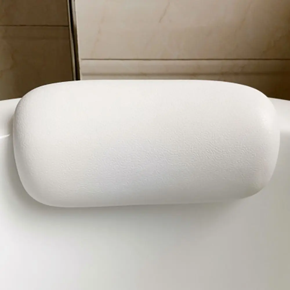 White PU Leather Bath Pillow with Suction Cups for Home  Spa Neck Support Bathtub Cushion Tub Accersories Head Rest