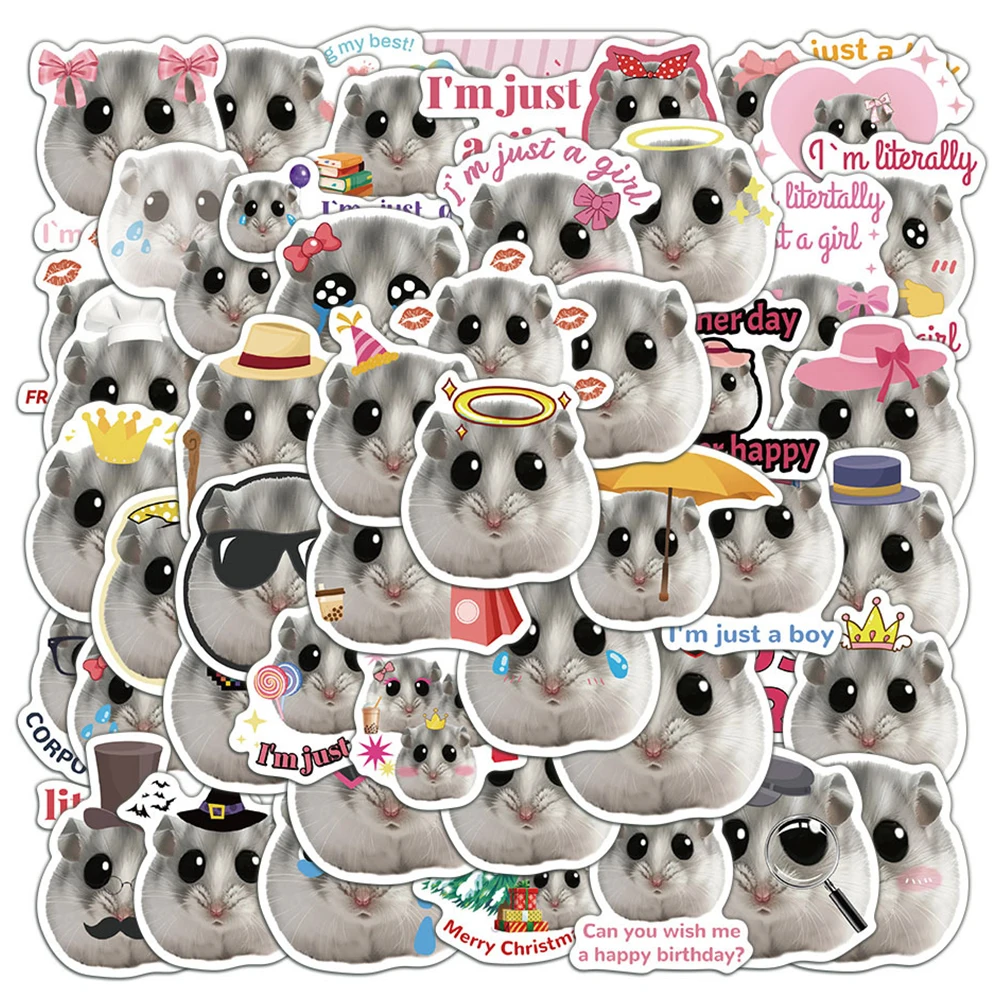 

10/30/50pcs Cute Funny Hamster Meme Stickers Kawaii Cartoon Animal Sticker DIY Water Bottle Phone Scrapbook Graffiti Decals Pack