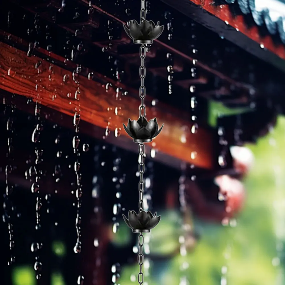 

120CM Lotus Rain Chain Outdoor Garden Hanging Rain Catcher Cups Rain Catcher Chain for Gutters Downspouts Outside