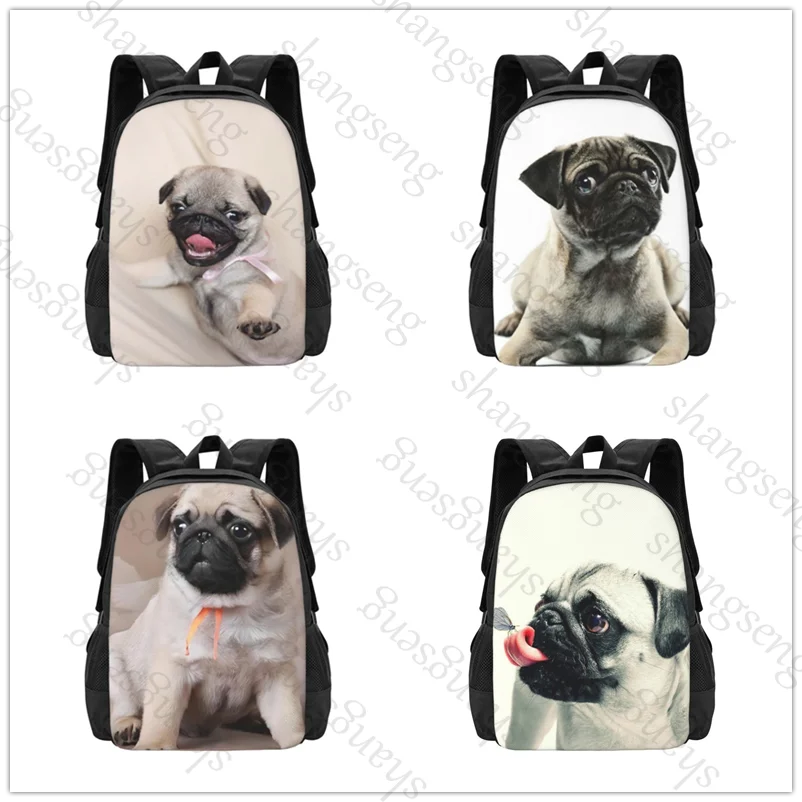 

Puppy Pug Dog Print Large capacity printed schoolbag boys girls backpack teenagers students leisure travel commuter backpack
