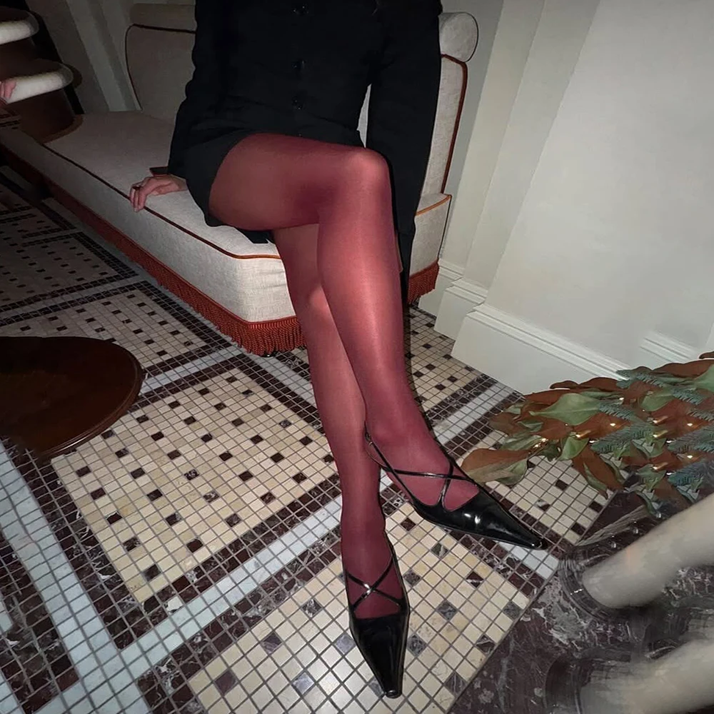 Talenza Red Tights Slim Stockings Pantyhose Super Elastic Large Size Leggings Women's Sexy Leggings Spring Autumn Winter Tights image 3