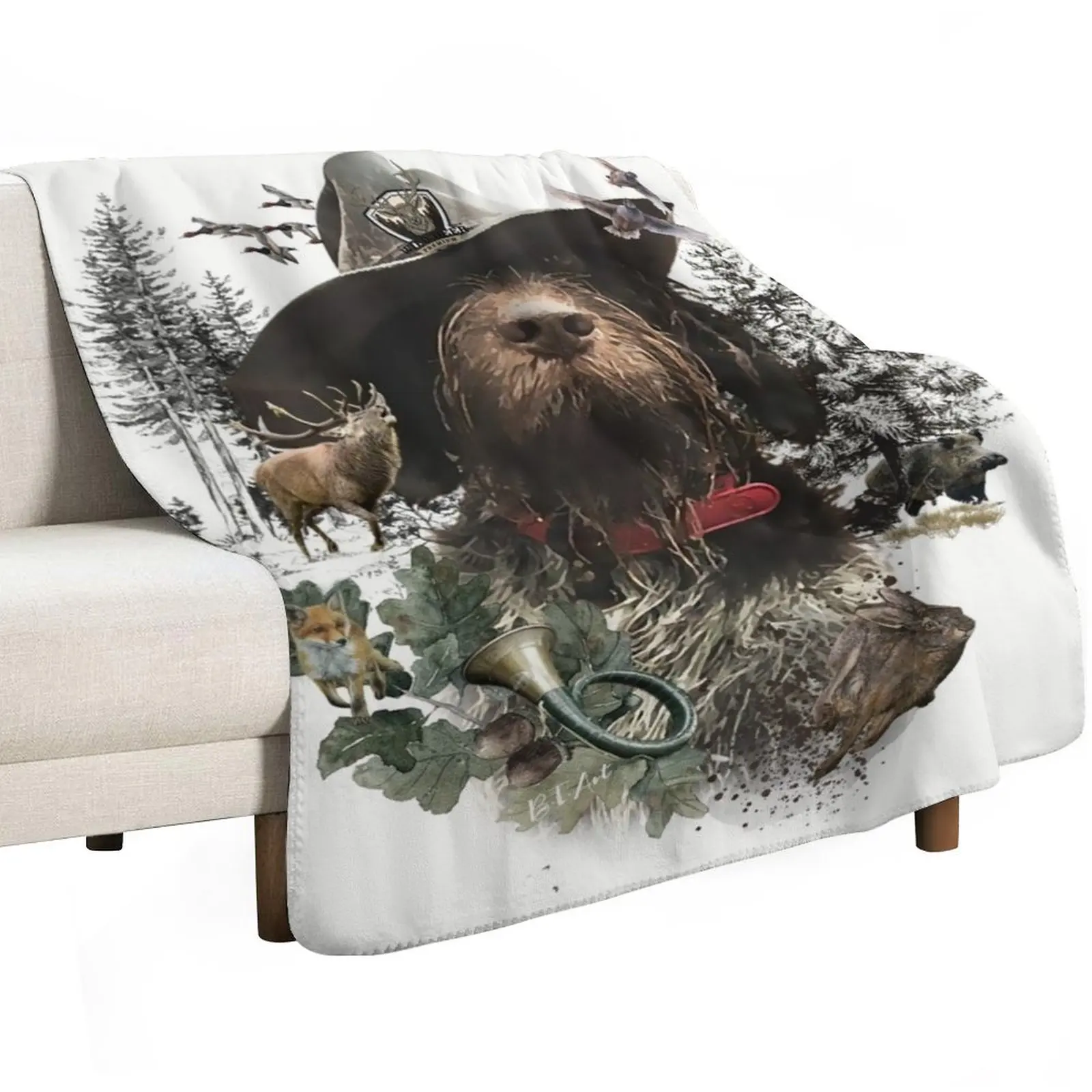 German Wirehaired Pointer Throw Blanket funny gift Custom heavy to sleep Cute Soft Plaid Winter beds Blankets